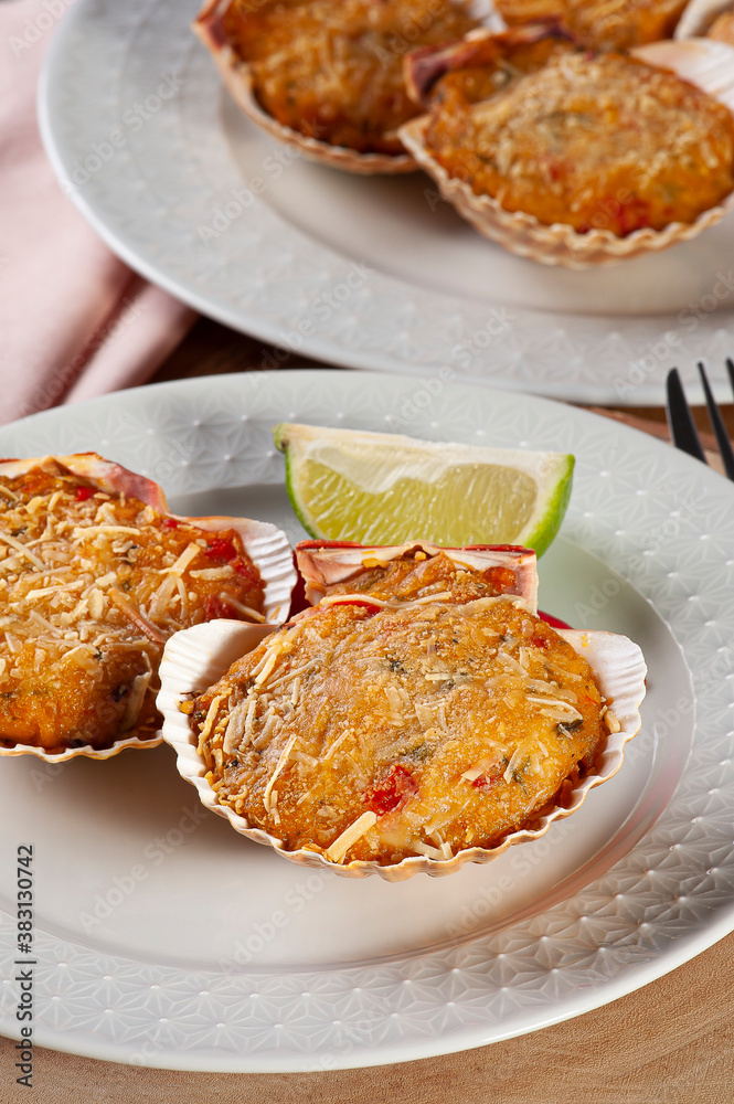 .Traditional Brazilian dish called Casquinha de siri. Crab meal gratin. .Traditional Brazilian dish called Casquinha de siri. Crab meal gratin.
