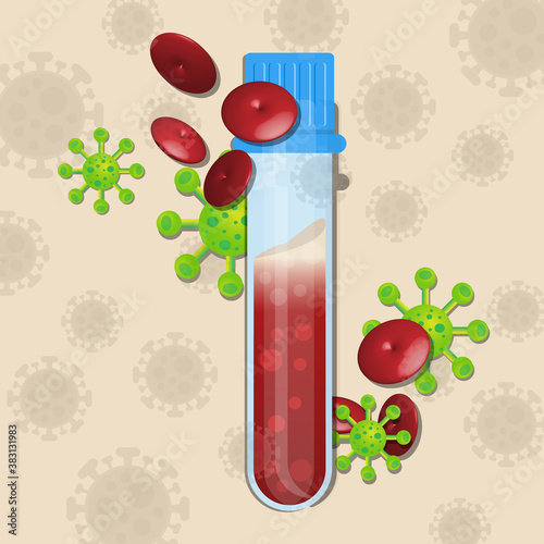 Background test tubes blood virus attack concept science vector