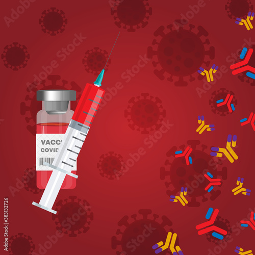 Syringe blood background covid concept vector