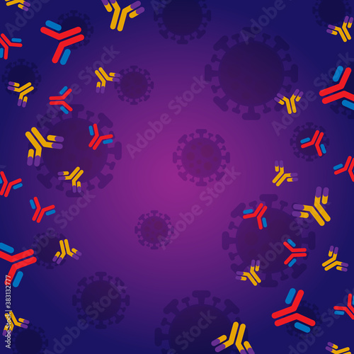 Background antibodies vector concept immune system with virus pathology minimal illustration