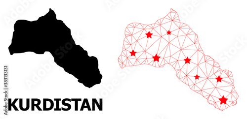 Foto Network polygonal and solid map of Kurdistan