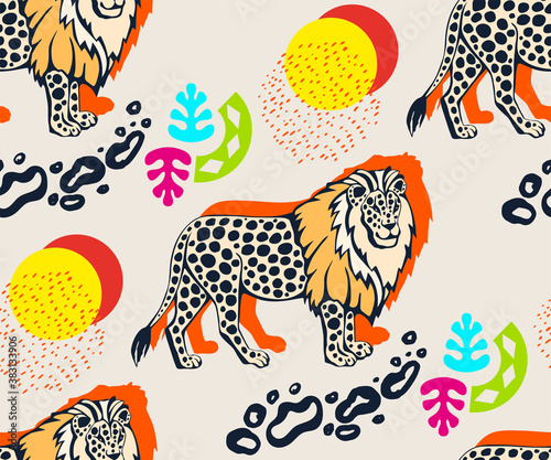 Photography Vector background hand drawn exotic wild cat lion