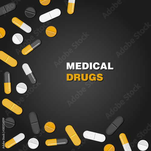 Background concept pills medical care vector
