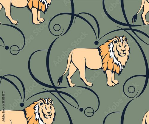 Photography Vector background hand drawn exotic wild cat lion
