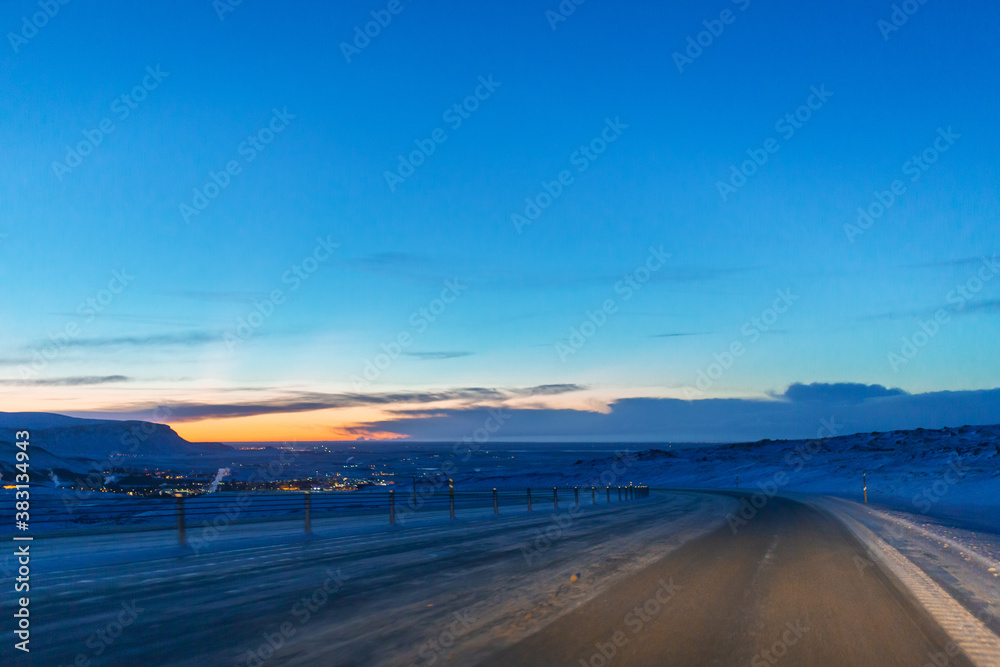 breathtaking winter landscape of Iceland. View from the road. Unusual beauty of nature breathtaking winter landscape of Iceland. View from the road. Unusual beauty of nature
