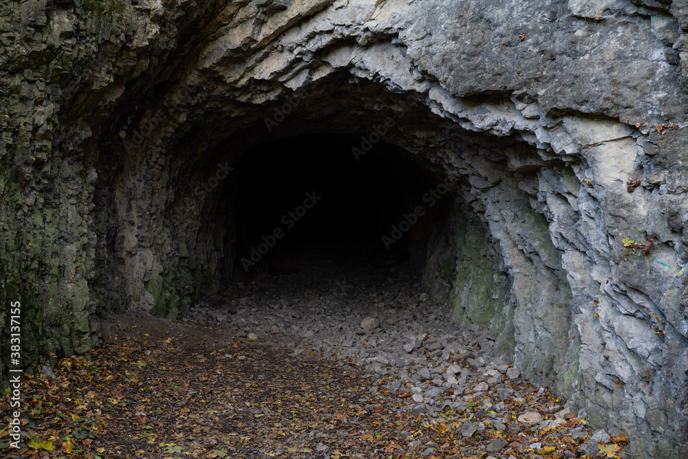 Entrance into an abandoned limestone hauling drift in Prague (