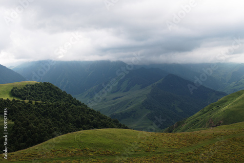 Stunning view from the pass Aktoprak in Caucasus mountains, Russia.