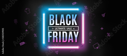 Black friday neon banner