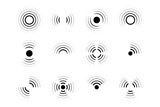 Sonar, radar, radio waves, internet connection and radiation icons. Vector icons collection.