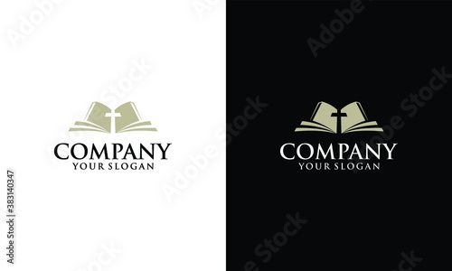 Photo christian holy book vector icon logo design template