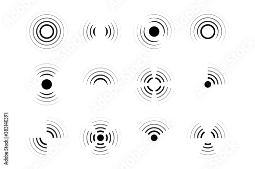 Sonar, radar, radio waves, internet connection and radiation icons. Vector icons collection.
