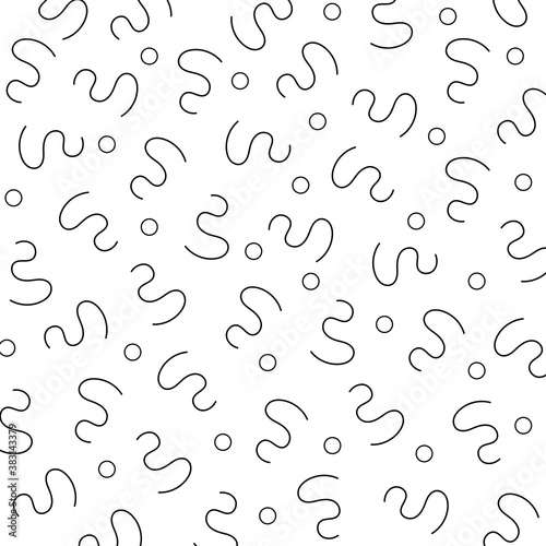 Vector seamless, abstract, black and white pattern. Memphis Style