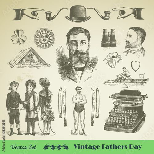 Vintage collection of retro men, children and stuff