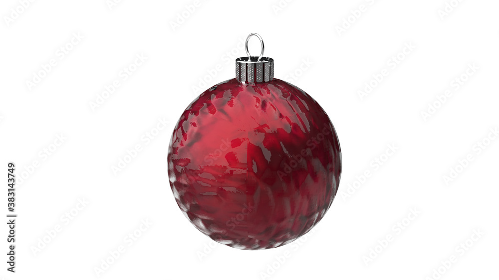 shiny glossy red christmas ball with wavy structure isolated on white 3D-Illustration shiny glossy red christmas ball with wavy structure isolated on white 3D-Illustration