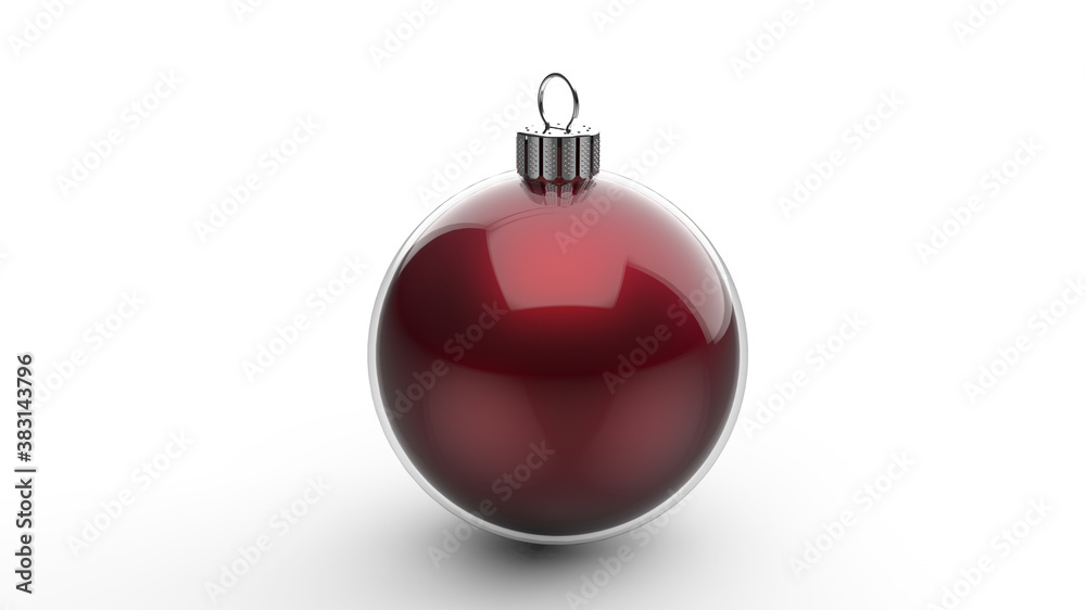 double layer shiny red christmas ball with transparent glass coating 3D-Illustration double layer shiny red christmas ball with transparent glass coating 3D-Illustration