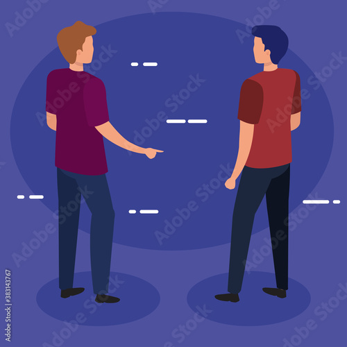 Men cartoon of back design, Man boy male person and people theme Vector illustration