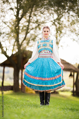 Slovak folklore. Beautiful slovak girl.