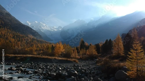 Flight over River and glacier 