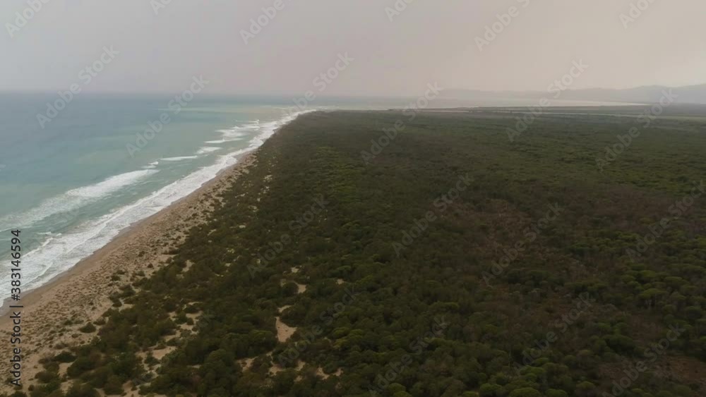Flight over stormy beach Flight over stormy beach