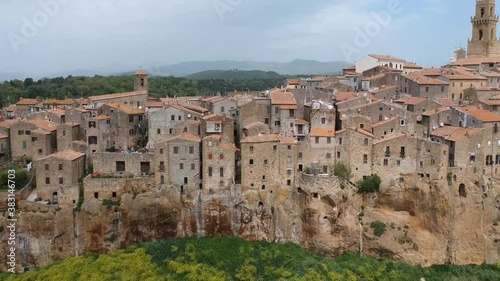 Flight over Etruscan village Pitigliano