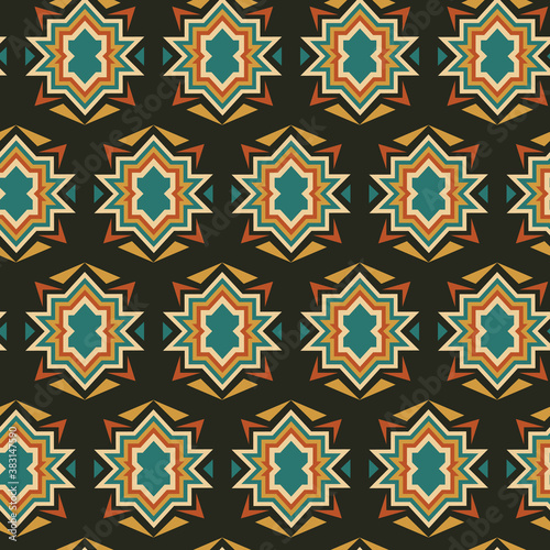 geometric ethnic seamless pattern with vintage color style. arabic and pakistani pattern background