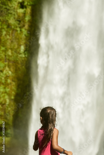 Salto las Cascadas falls at Llanguihue lake and Osorno Volcano  Puerto Varas  Chile  South America.