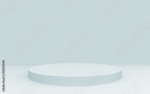 3d gray white bright cylinder podium minimal studio background. Abstract 3d geometric shape object illustration render. © Mama pig