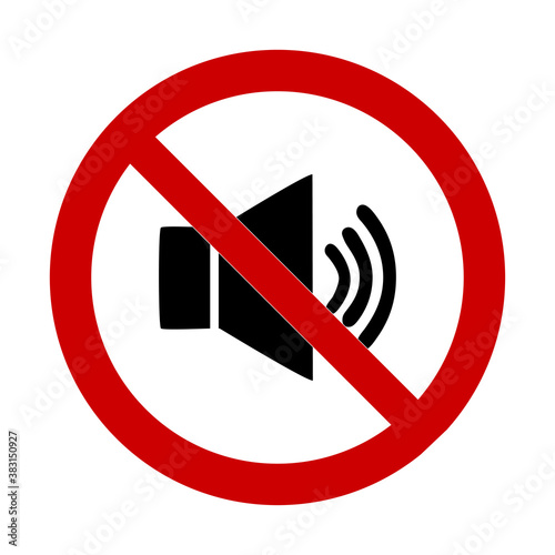 Vector illustration of prohibits  loud sound  sign on white background.