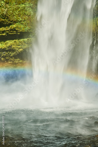 Salto las Cascadas falls at Llanguihue lake and Osorno Volcano, Puerto Varas, Chile, South America.