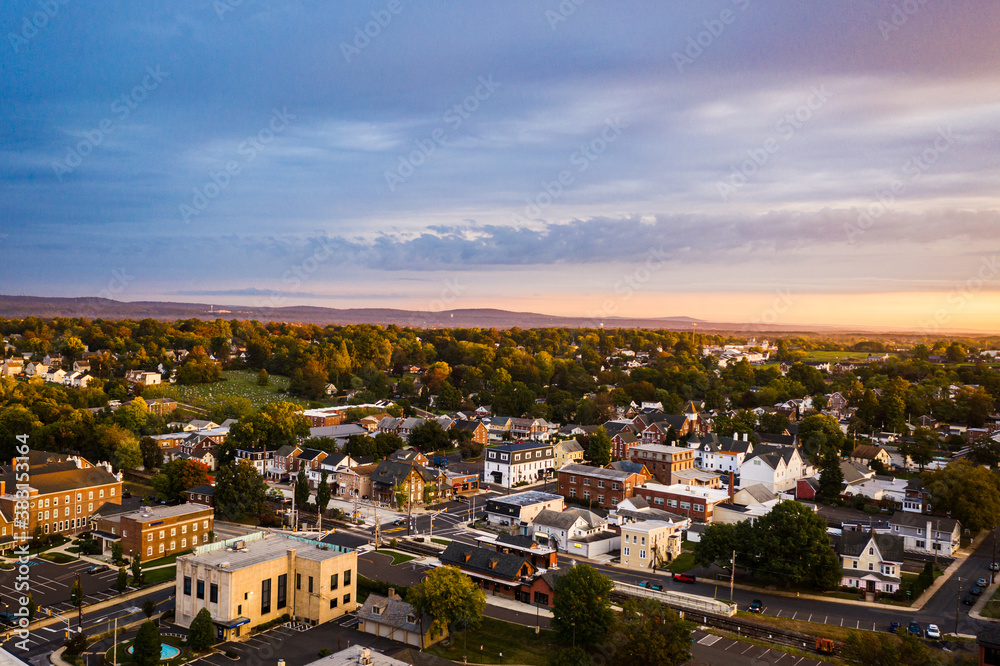 Obraz premium Aerial Sunrise in Souderton, PA