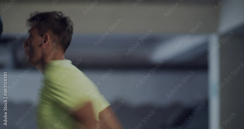 Exercising alone in a garage