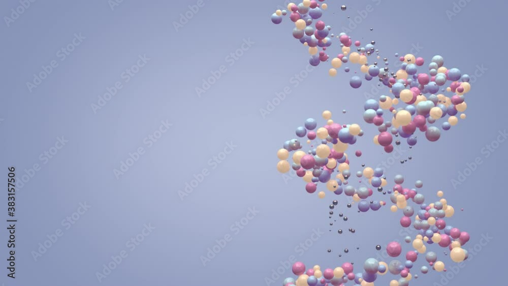 Spiral of colorful balls. Blue background, copy space. Abstract animation, 3d render. Spiral of colorful balls. Blue background, copy space. Abstract animation, 3d render.
