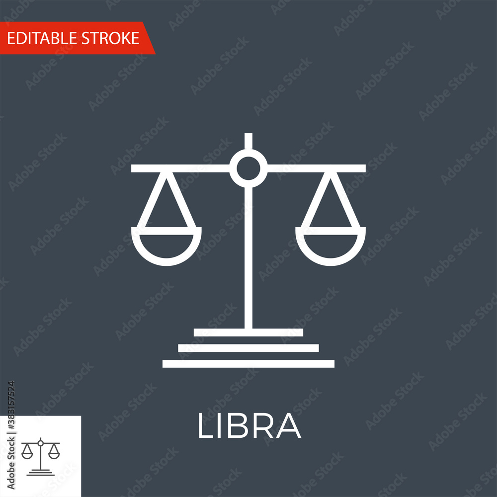 Libra Thin Line Vector Icon. Flat Icon Isolated on the Black Background. Editable Stroke EPS file. Vector illustration. Libra Thin Line Vector Icon. Flat Icon Isolated on the Black Background. Editable Stroke EPS file. Vector illustration.
