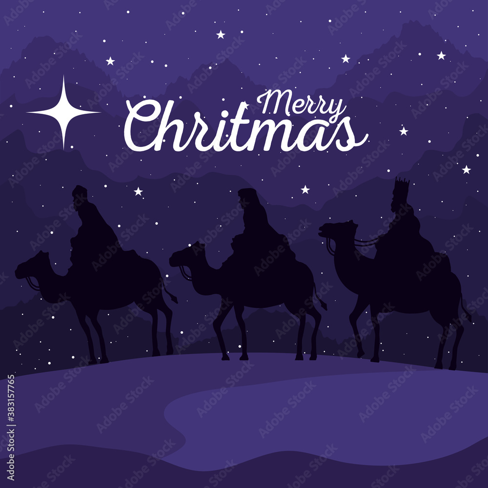 merry christmas and nativity three wise men on blue background design, winter celebration theme Vector illustration merry christmas and nativity three wise men on blue background design, winter celebration theme Vector illustration