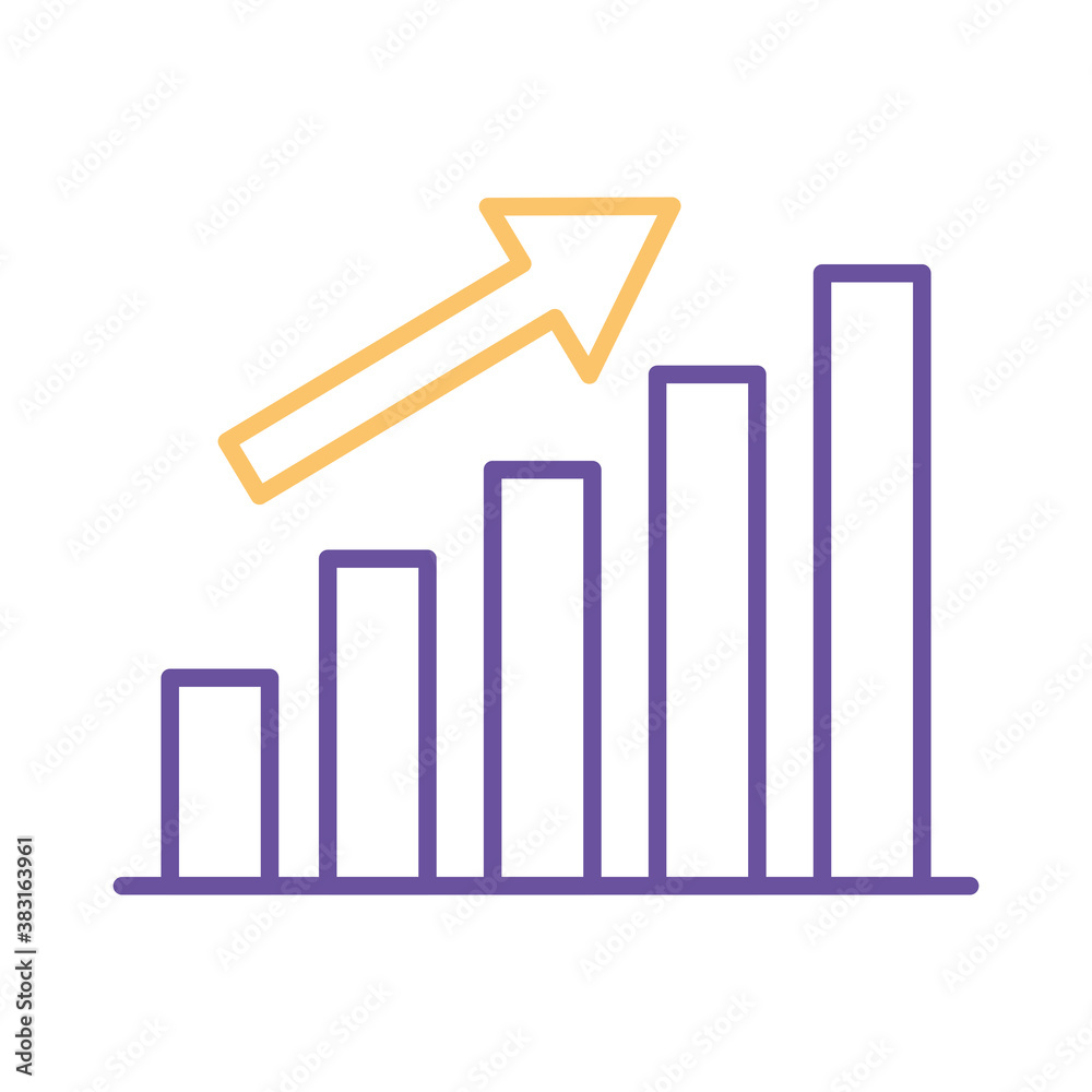 bars chart with increase arrow line style icon vector design bars chart with increase arrow line style icon vector design
