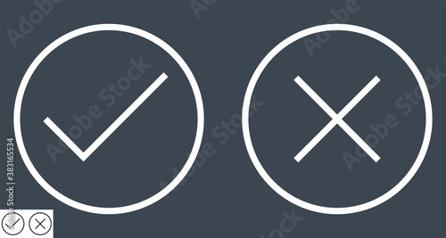 Check and Cross Mark Thin Line Vector Icon. Flat icon isolated on the black background. Editable EPS file. Vector illustration. Free Download Check and Cross Mark Thin Line Vector Icon. Flat icon isolated on the black background. Editable EPS file. Vector illustration. - GFXLoad