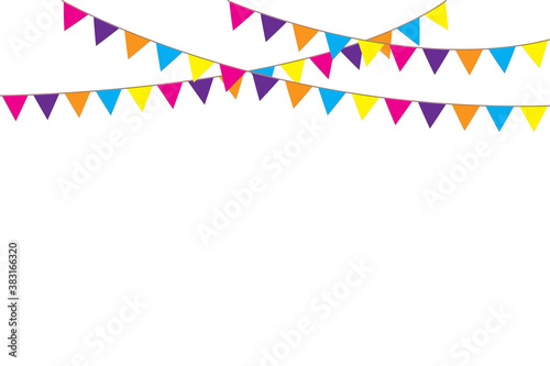 Garland of flags for birthday. Party triangular banners. Background for the holiday. Vector illustration. Stock image. photo