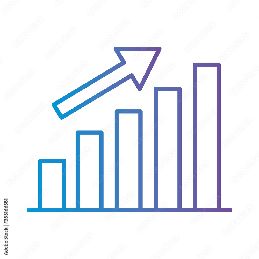bars chart with increase arrow gradient style icon vector design bars chart with increase arrow gradient style icon vector design
