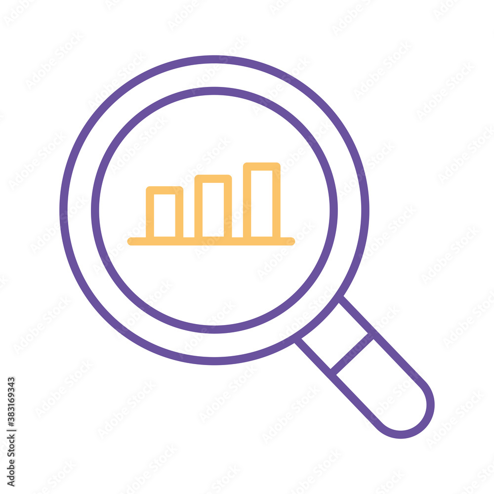 bars chart in lupe line style icon vector design bars chart in lupe line style icon vector design