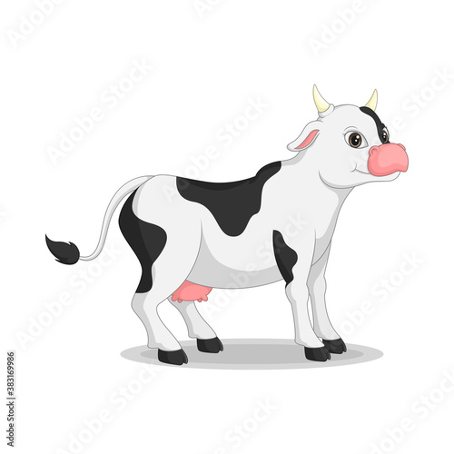 Cartoon funny cow isolated on white background