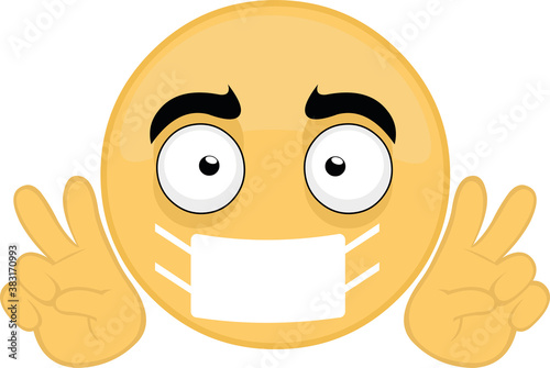 Vector illustration of emoticon concept coronavirus and care