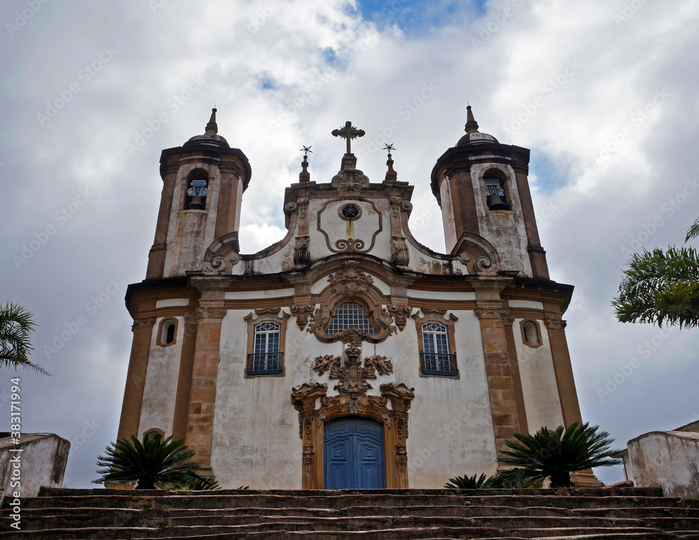 Baroque church in historical city of Ouro Preto, Minas Gerais, Brazil  