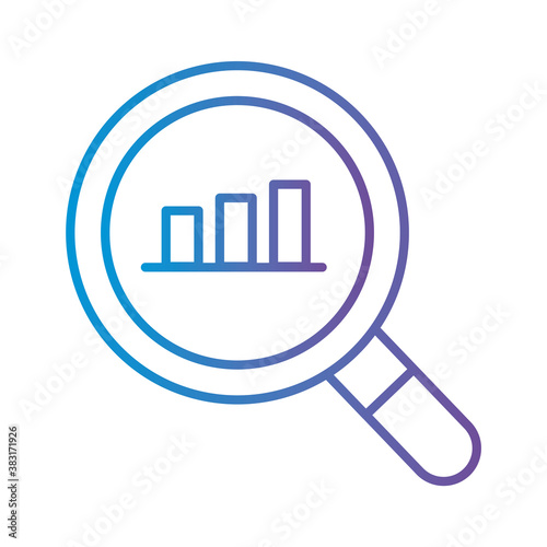bars chart in lupe gradient style icon vector design