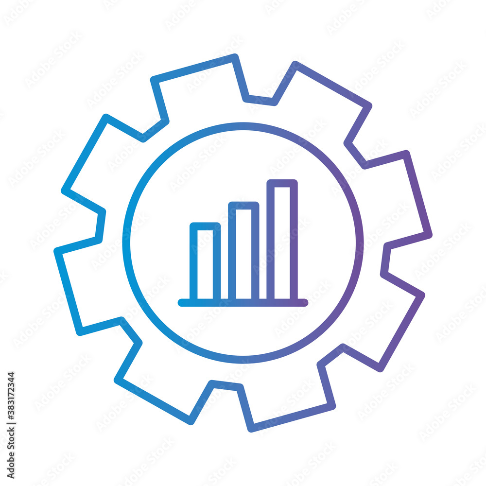 computer with increase arrows gradient style icon vector design