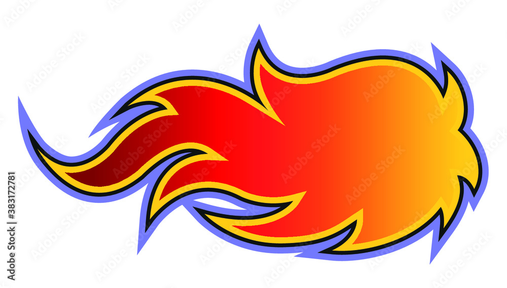 Fototapeta premium Fire flame vector art illustration isolated on white background. Ideal for logo design, stickers, decals and any kind of decoration.