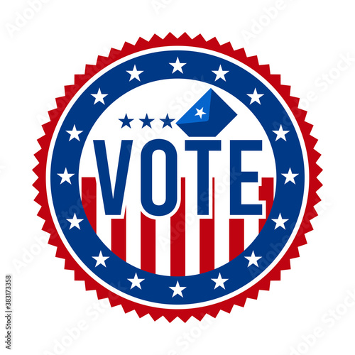 2020 Presidential Election Vote Badge - United States of America. USA Patriotic Stars and Stripes. American Democratic / Republican Support Pin, Emblem, Stamp or Button. November 3
