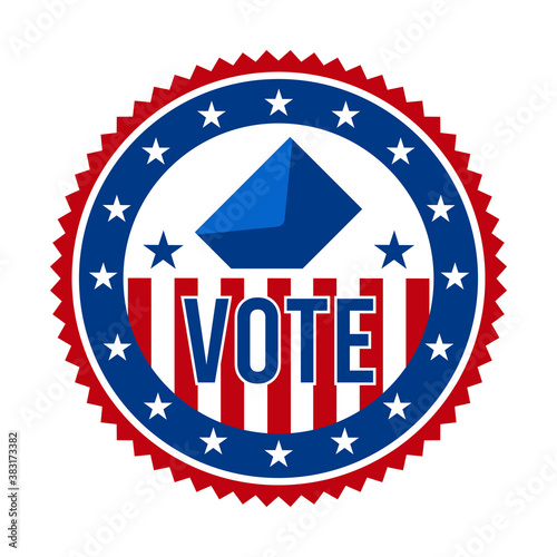 2020 Presidential Election Vote Badge - United States of America. USA Patriotic Stars and Stripes. American Democratic / Republican Support Pin, Emblem, Stamp or Button. November 3