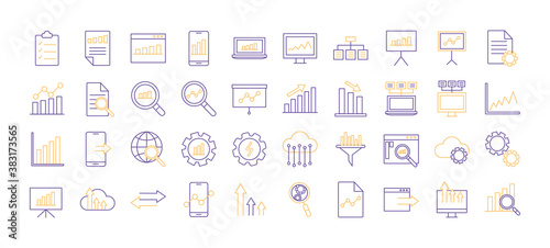Data analysis line style symbol set vector design