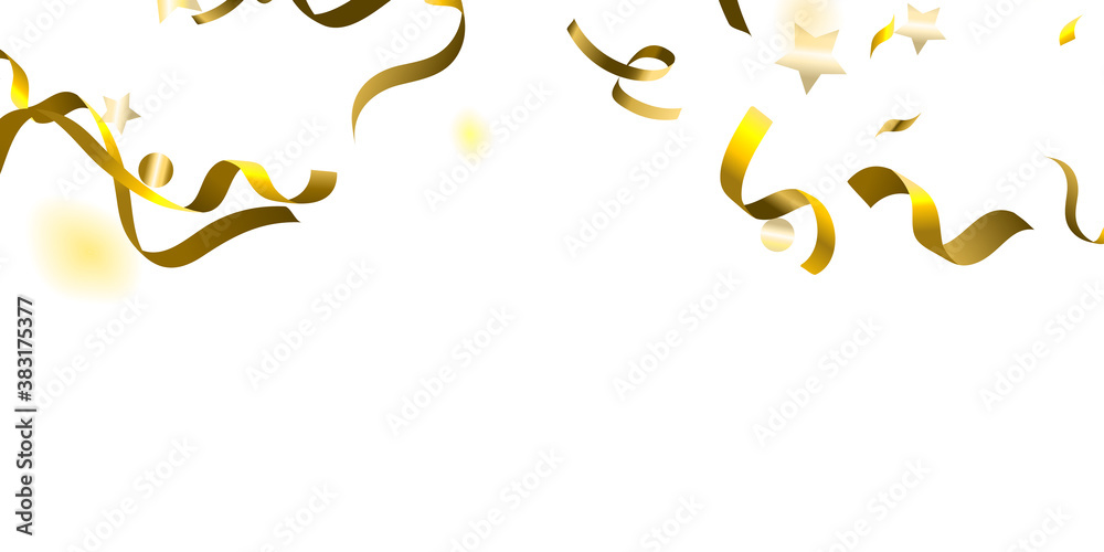 Holiday Serpentine. Gold Foil Streamers Ribbons. Holiday Serpentine. Gold Foil Streamers Ribbons.