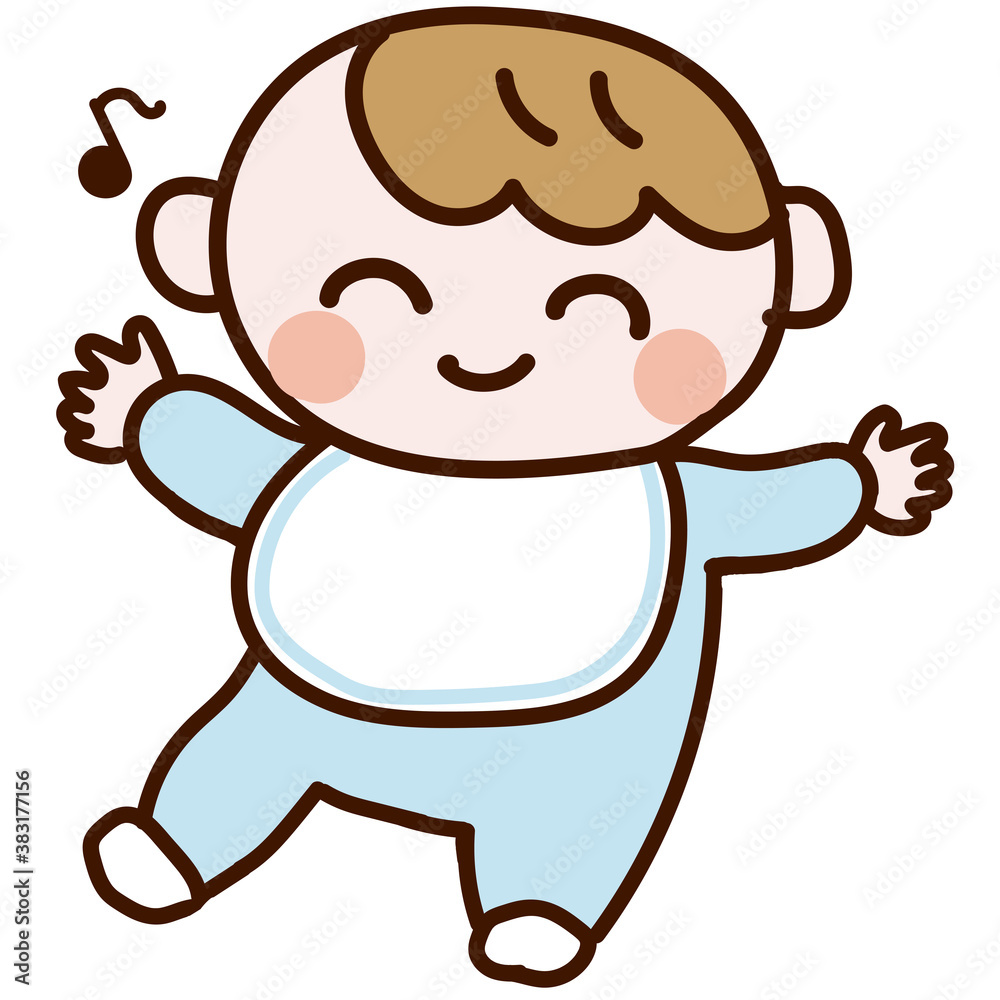 楽しそうにする赤ちゃん_ブルー 楽しそうにする赤ちゃん_ブルー